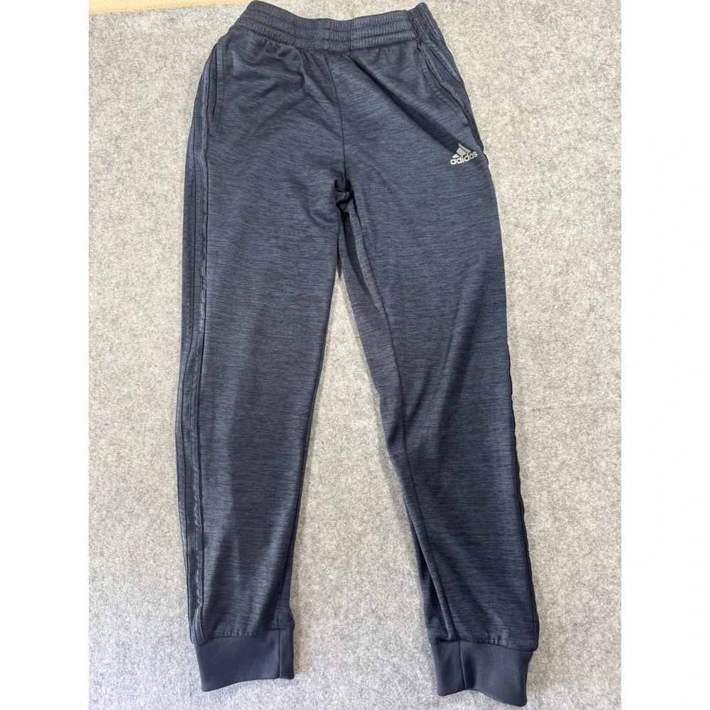 Adidas Tricot Jogger Pants Boys L 14/16 Navy Heathered Athletic Track Pants